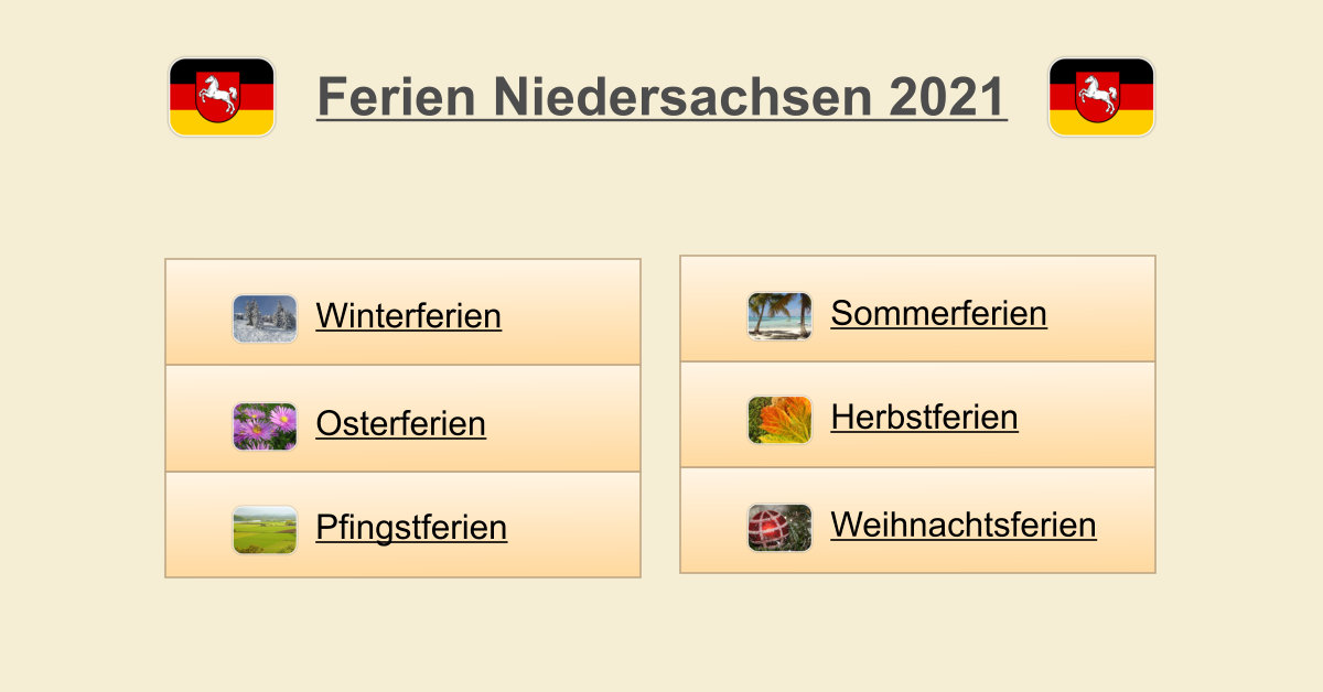 Ferien Niedersachsen 2021