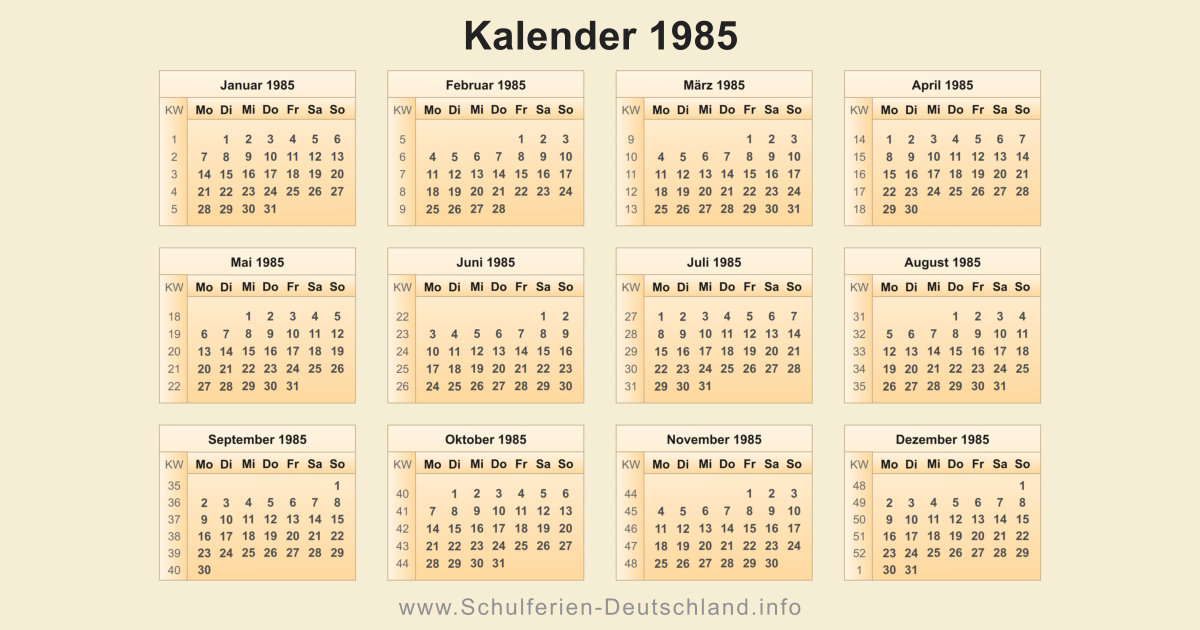 Kalender 1985