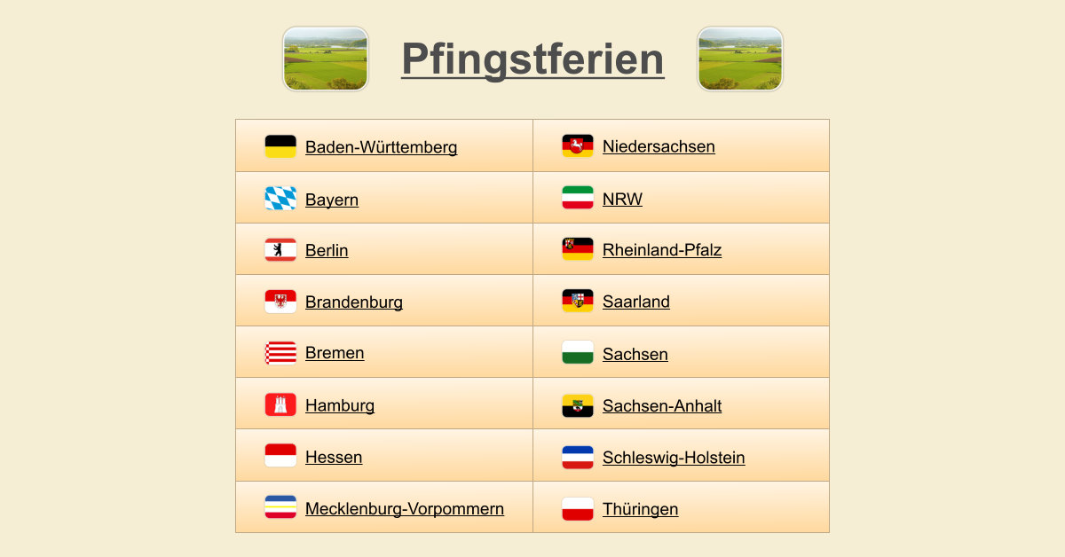 Pfingstferien - (Termine & Übersicht)