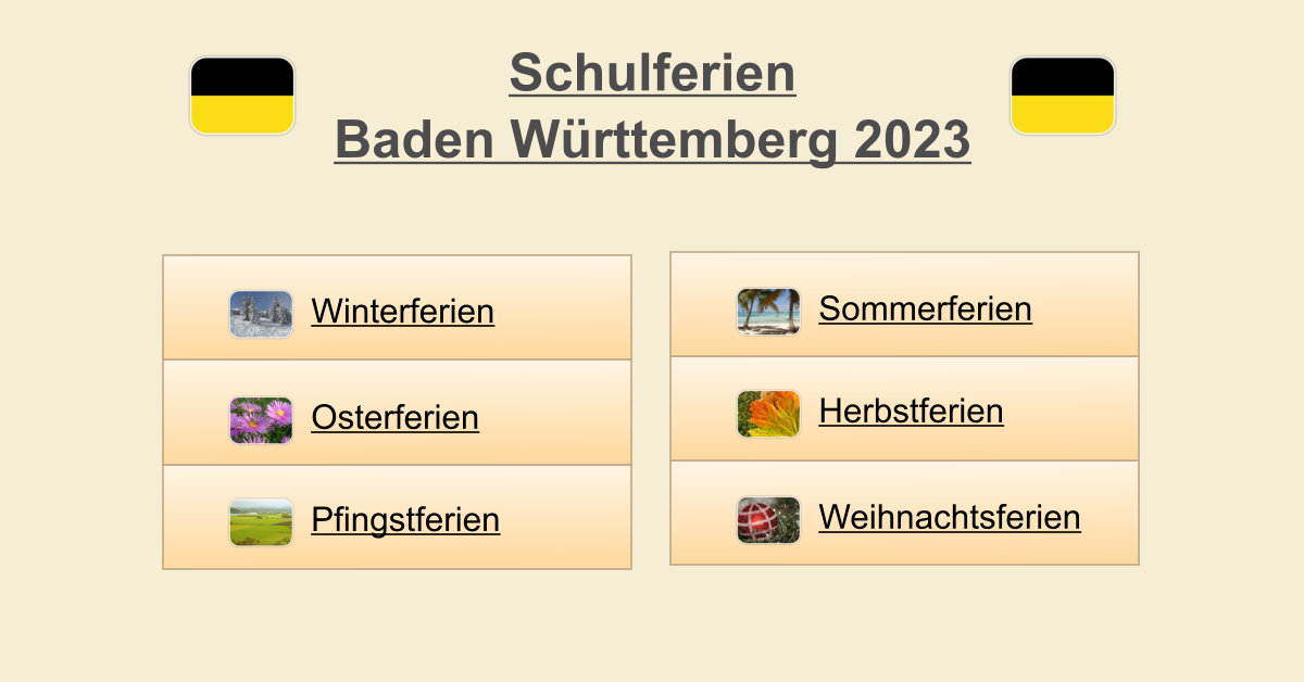 Schulferien Baden-Württemberg 2023