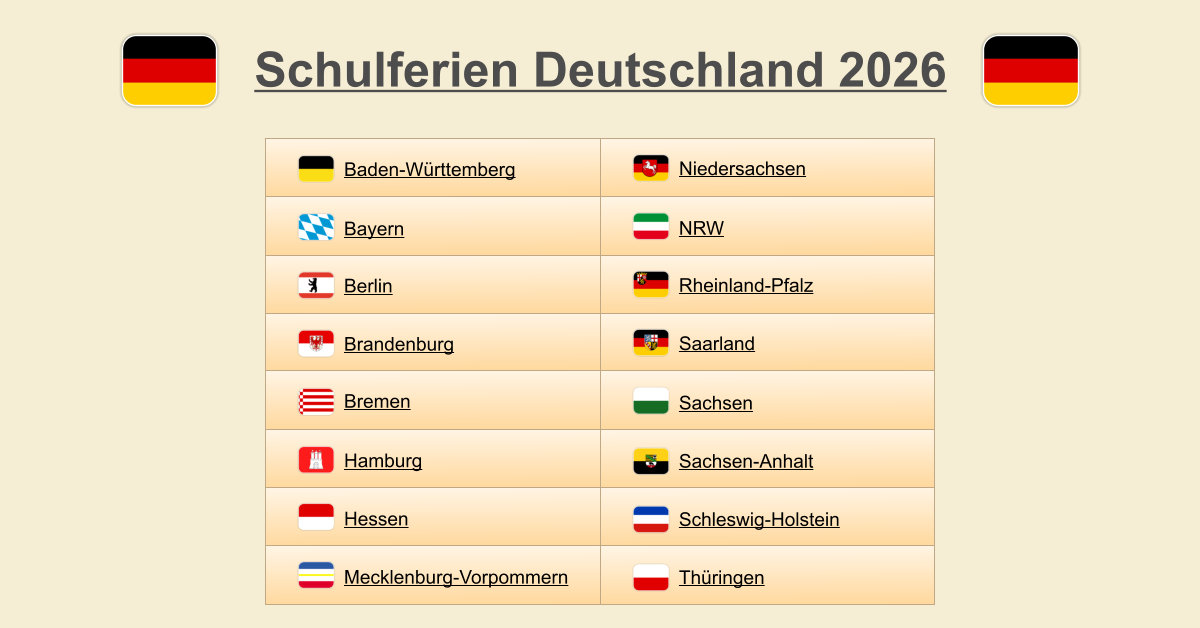 Schulferien Deutschland 2026