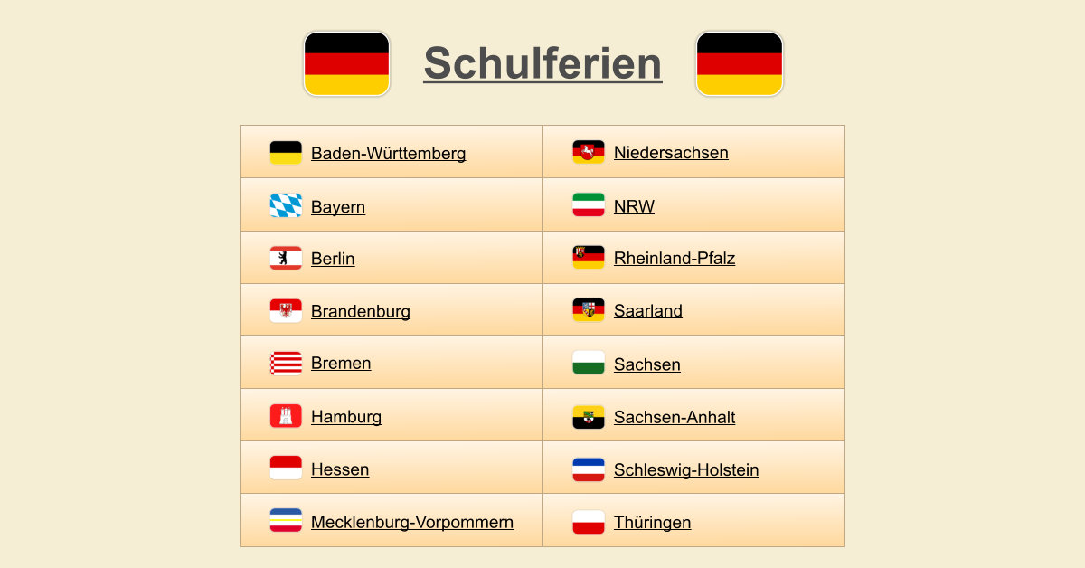 Schulferien - (Termine & Übersicht)