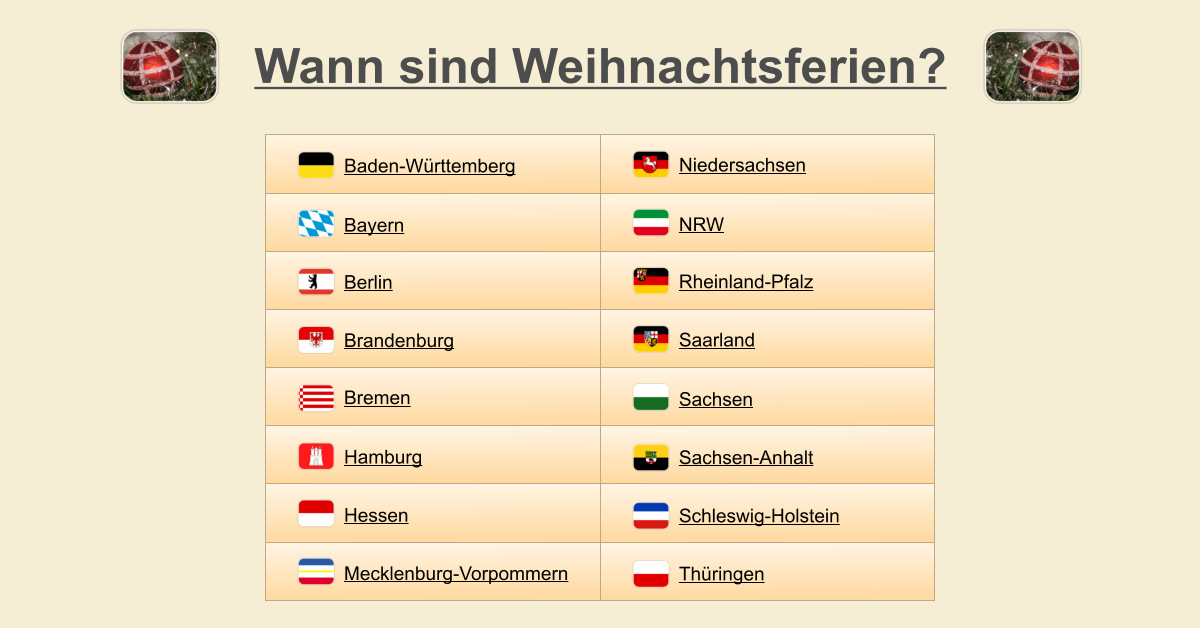 Wann sind Weihnachtsferien? - (Termine & Übersicht)