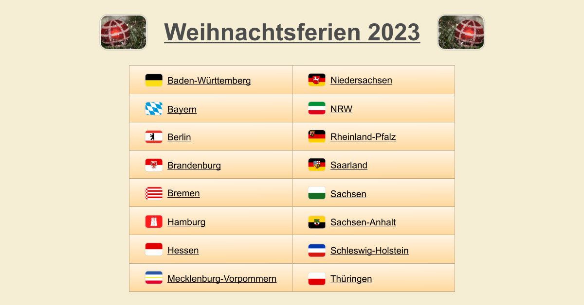 Weihnachtsferien 2023