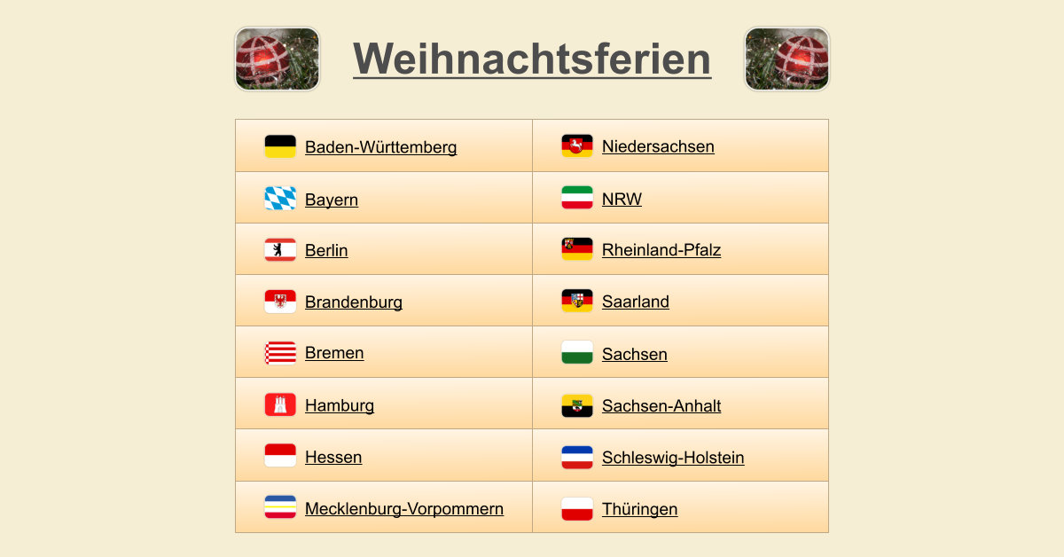 Weihnachtsferien - (Termine & Übersicht)